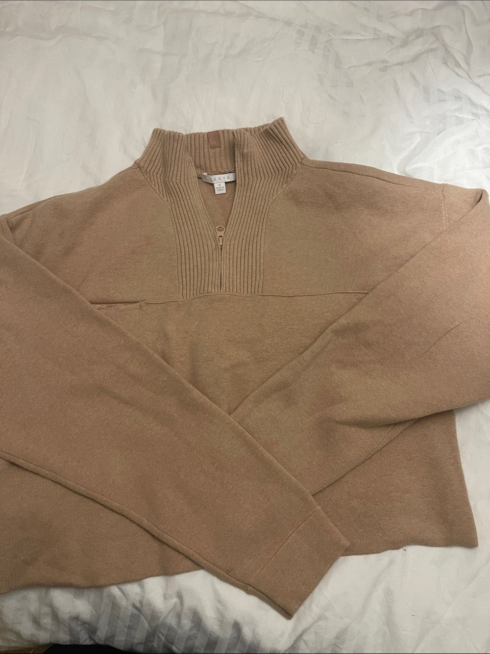 Lunya Tan Quarter-Zip Pullover Sweatshirt